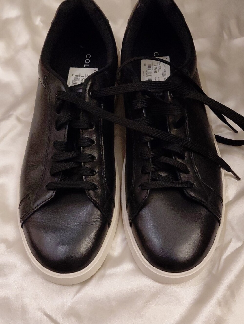 Cole Haan Grand Crosscourt Black Leather Low-Top Sneakers White Sole Size 12 - Picture 4 of 6